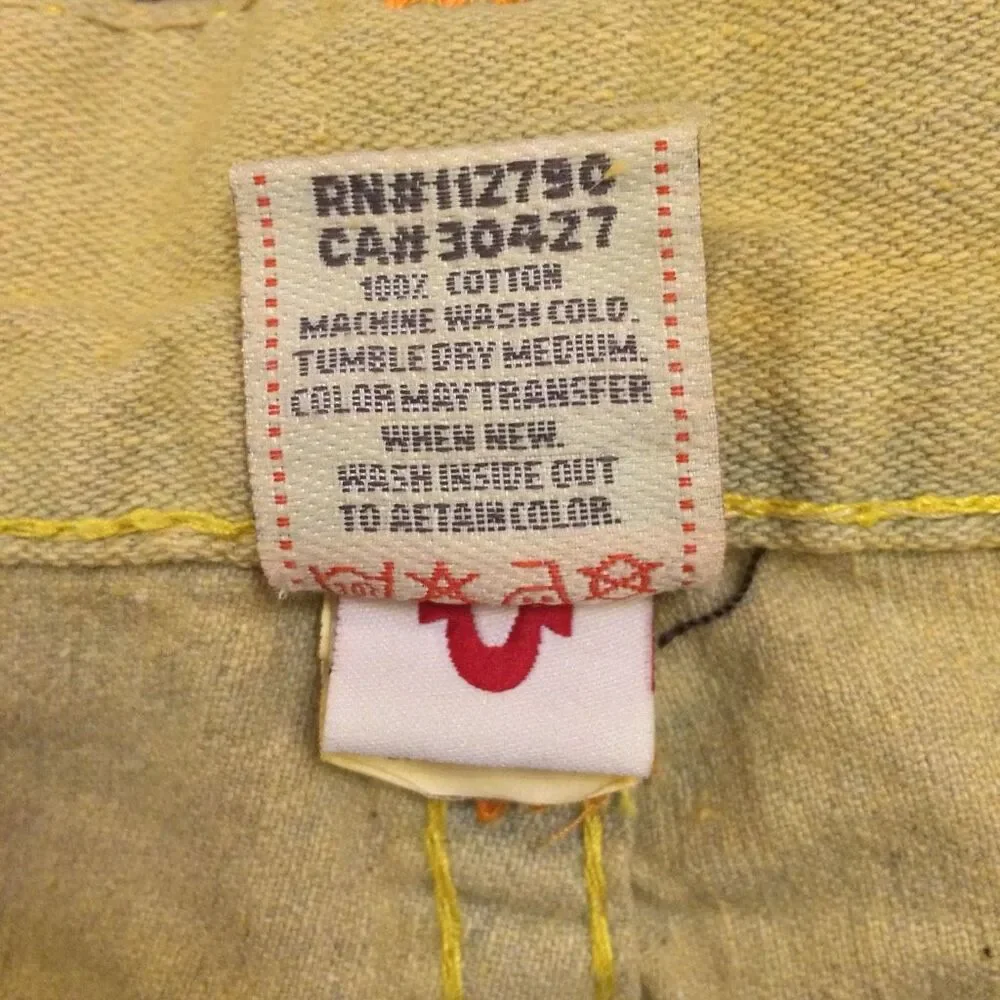 True Religion yellow wash jeans 36